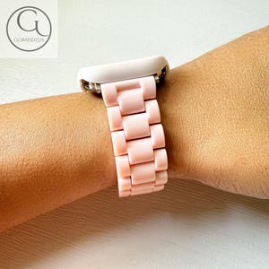 Pink Color Apple Watch Band Resin Bracelet Strap Pink White 40 41 42 44 45 46 49mm Women Charms iWatch Series 11 10 9 8 7 6 SE 1 2 3 4 5