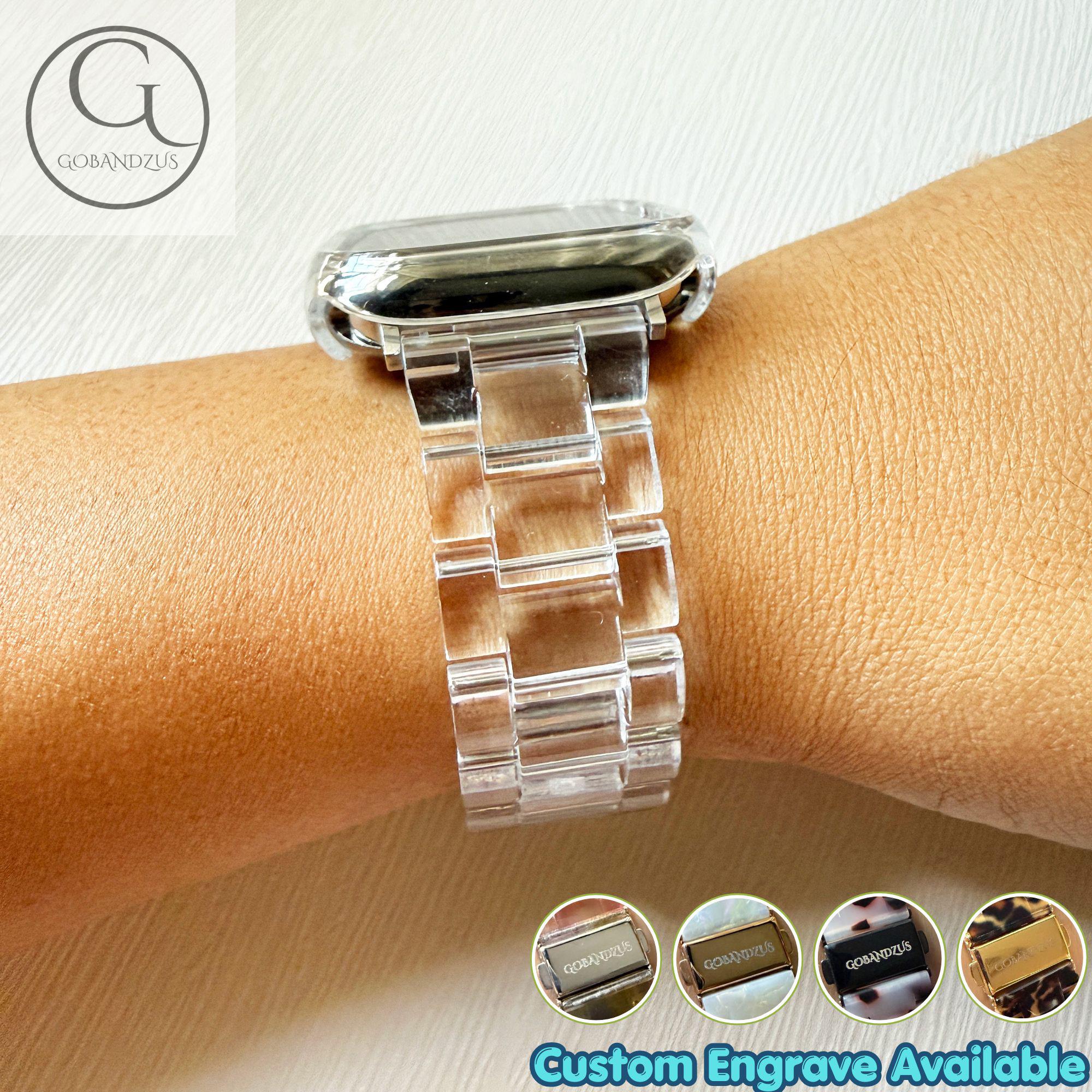 Clear Acrylic Apple Watch Band Bracelet Strap Transparent Butterfly Clasp 38 40 41 42 44 45 46 49mm Charms Series 12 11 10 9 8 7 6 5 4 3 SE