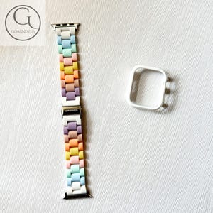 Pastelkleur Apple Watch hars armband band roze blauw wit geel 40 41 42 44 45 46 49 mm damesbedels serie 11 10 9 8 7 6 SE 1 2 3 4 5 afbeelding 10