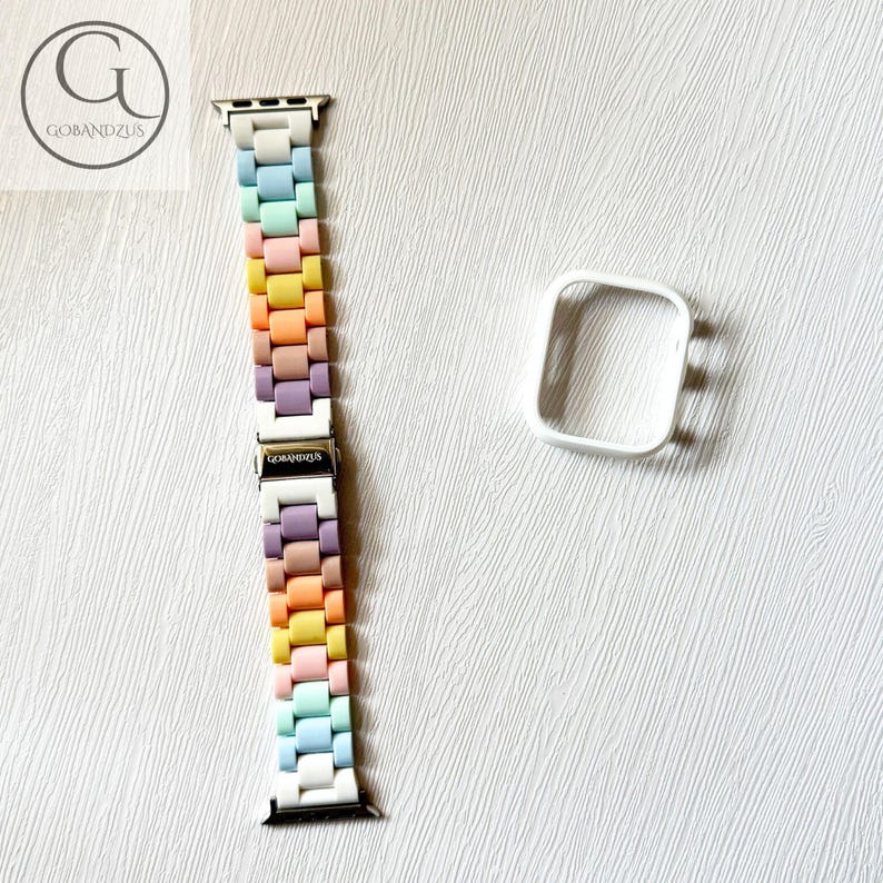Pastelkleur Apple Watch hars armband band roze blauw wit geel 40 41 42 44 45 46 49 mm damesbedels serie 11 10 9 8 7 6 SE 1 2 3 4 5 afbeelding 10