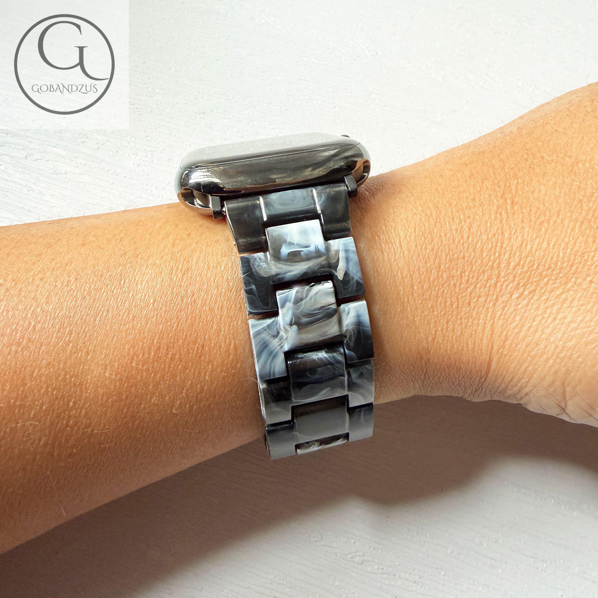 NEW Resin Black Marble Strap Band for Apple Watch Midnight Marble Apple Watch Band Resin Bracelet Strap 38 40  main image 3