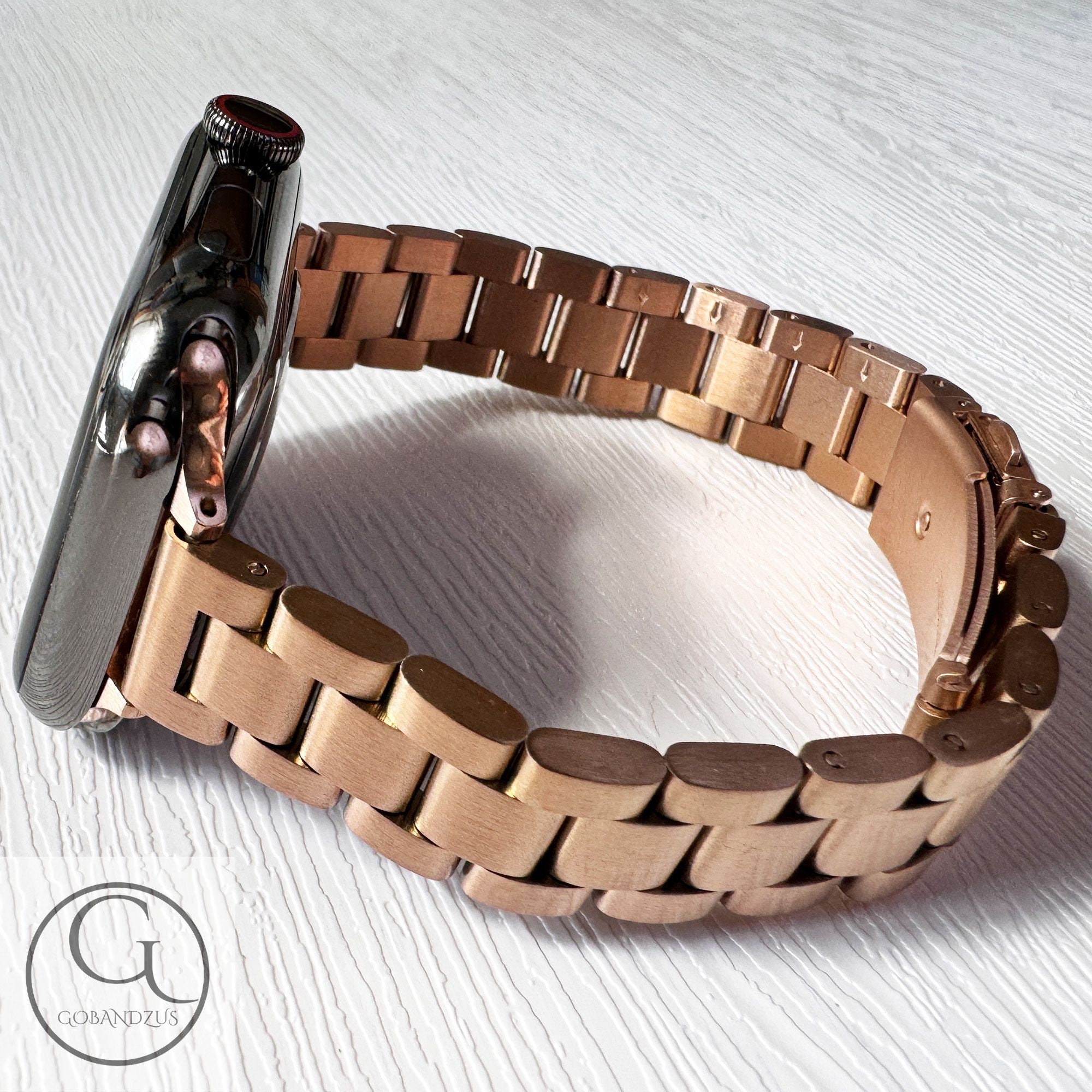 NEW Slim Luxury Rose Gold/White Apple Watch Band Slim Milanese Rose Gold Apple Watch Band – Lemon Straps main image 4