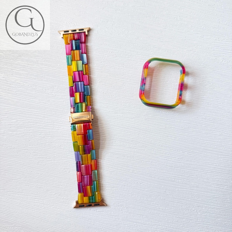 Color Carnival Pattern Apple Watch Band Resin Bracelet Strap 40mm 41mm 42mm 44mm 45mm 46mm 49mm Women Charms Series 11 10 9 8 7 6 SE 2 3 4 5 image 9