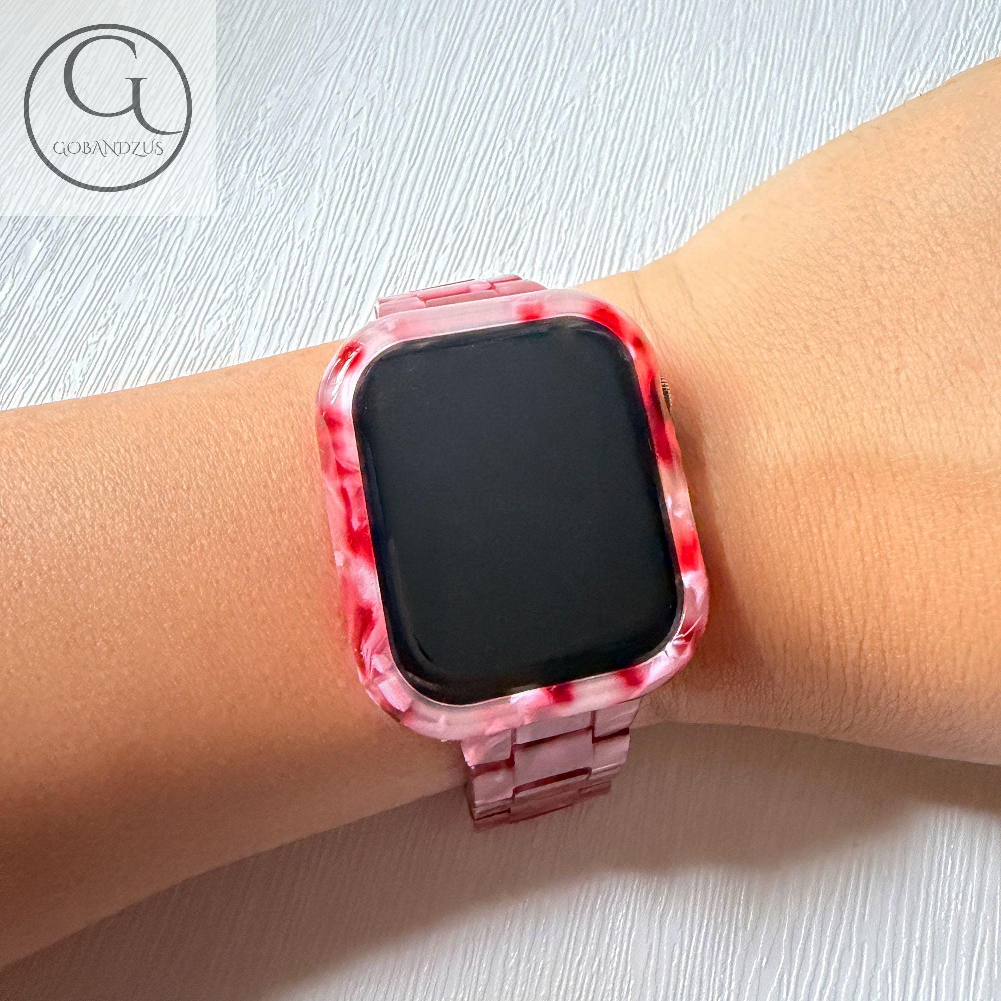 Red Marbled Swirl Pattern Apple Watch Resin Band Bracelet 