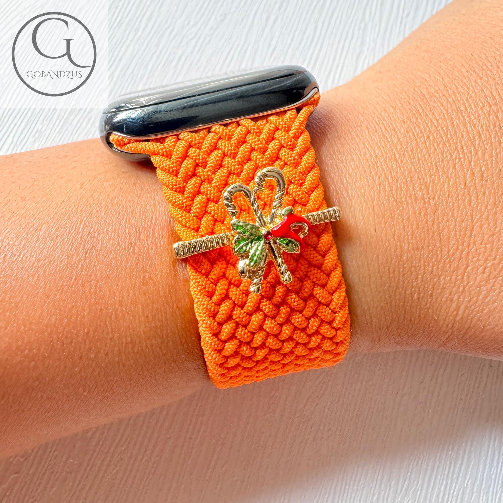 Orange Braided Nylon Apple Watch Band Ultra 38 40 41 42 44 45 46  display picture 1