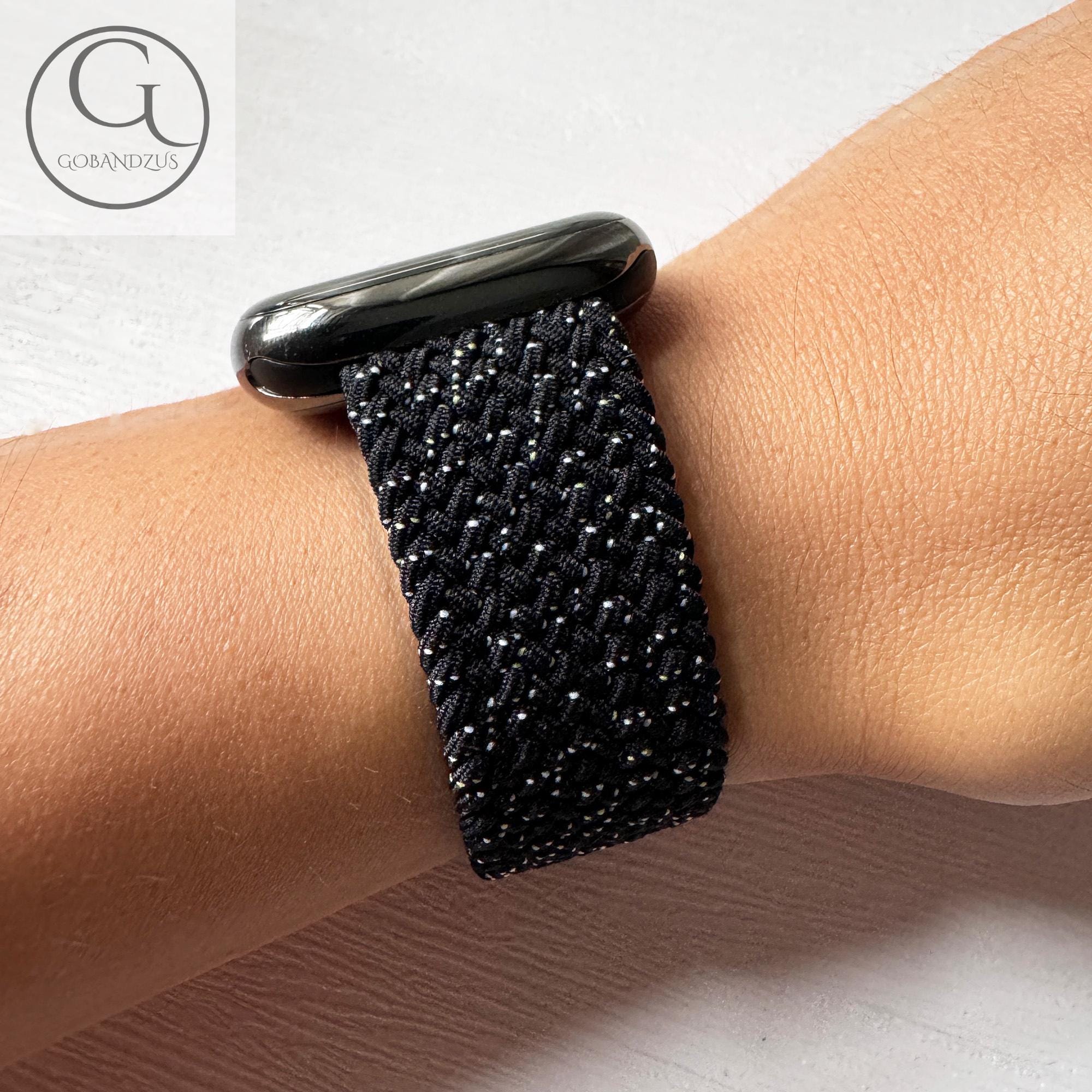 Black White Mist Braided Nylon Apple Watch Band 38 40 41 42 