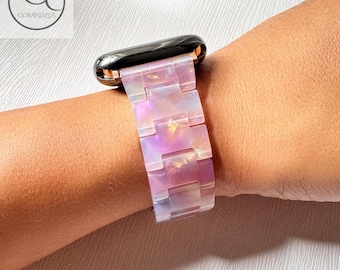 Sunset Aura Apple Watch Band Resin Bracelet Strap 40mm 41mm 42mm 44mm 45mm 46mm 49mm Women Charms  Series 11 10 9 8 7 6 SE 1 2 3 4 5