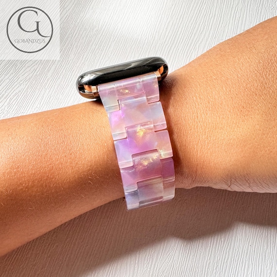 Sunset Aura Apple Watch Band Resin Bracelet Strap 40mm 41mm 42mm 44mm 45mm 46mm 49mm Women Charms  Series 11 10 9 8 7 6 SE 1 2 3 4 5