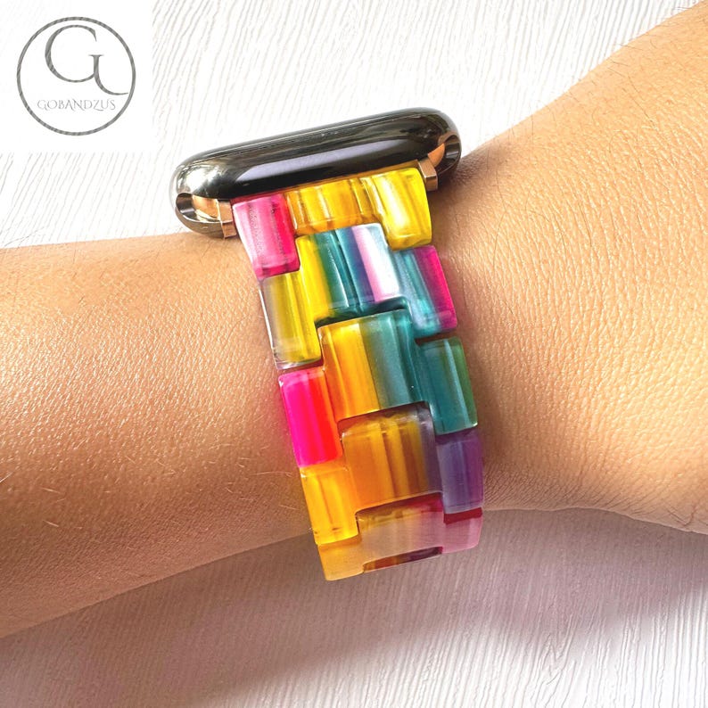 Color Carnival Pattern Apple Watch Band Resin Bracelet Strap 40mm 41mm 42mm 44mm 45mm 46mm 49mm Women Charms Series 11 10 9 8 7 6 SE 2 3 4 5 image 3