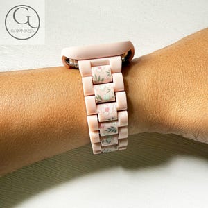 Petal Whisper Pink Acrylic Apple Watch Resin Bracelet Strap 38 40 41 42 44 45 46 49mm Women Charms Series 10 9 8 7 6 5 4 3 2 1 SE Gifts Her