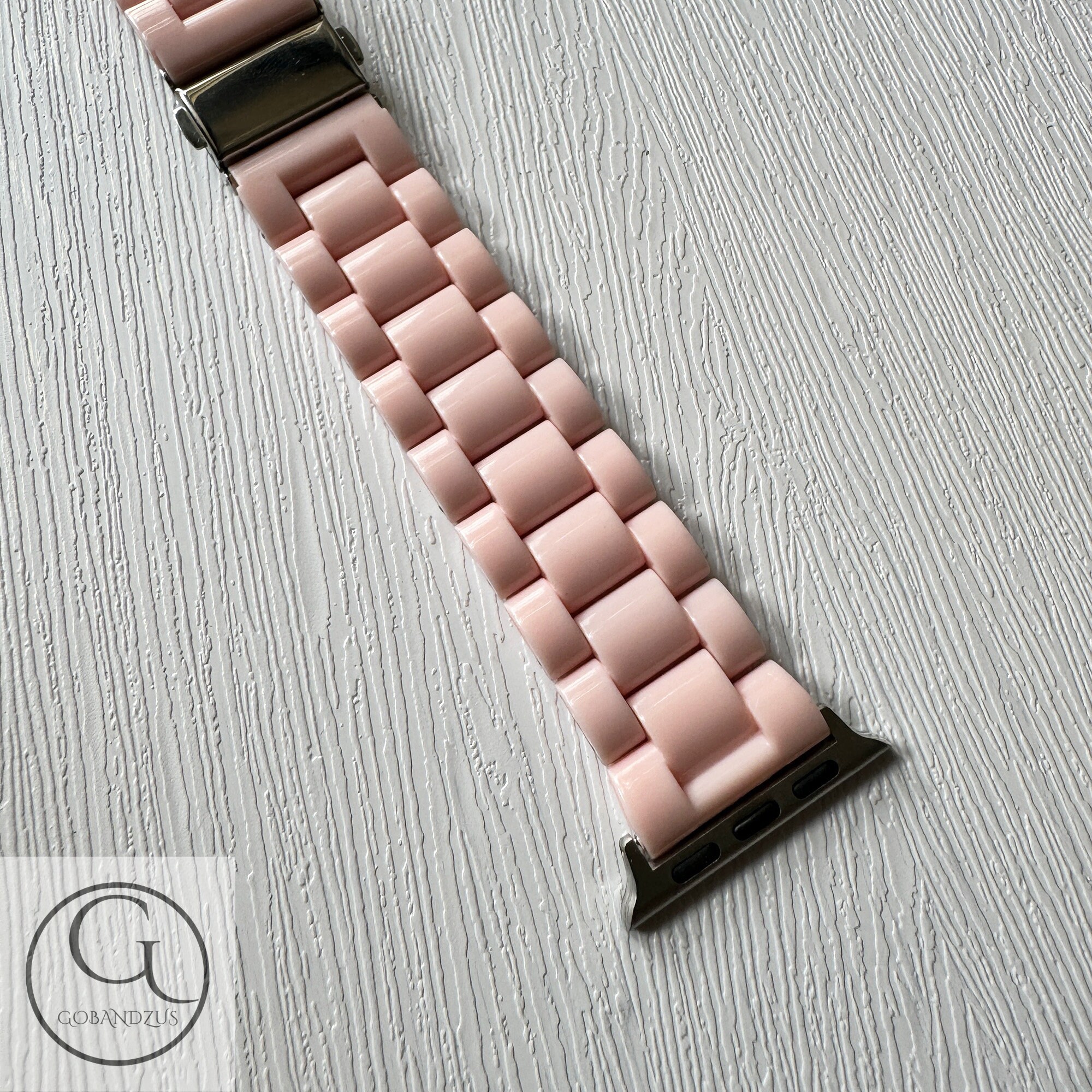 Pink Color Apple Watch Band Resin Bracelet Strap Pink White  display picture 1