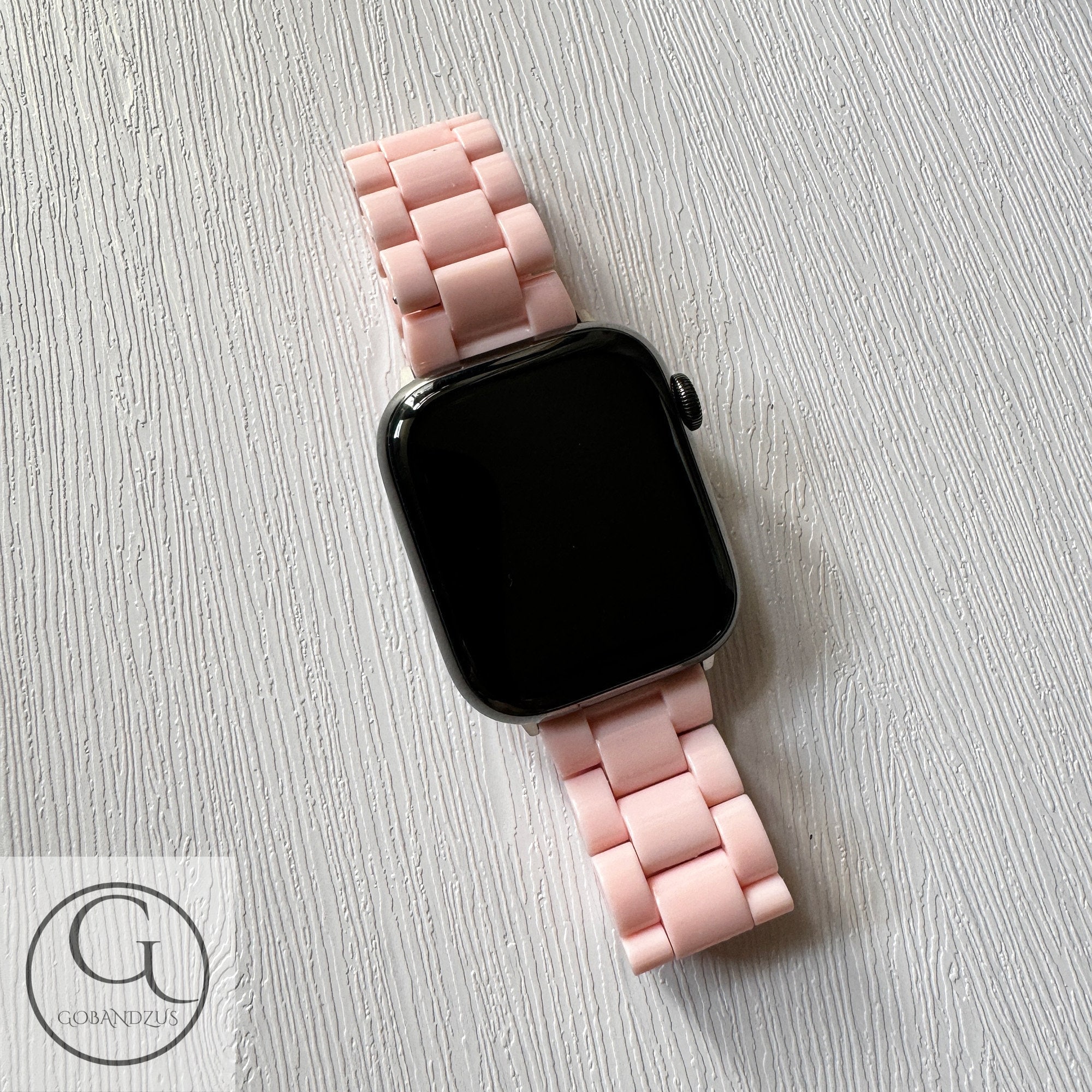 Pink Color Apple Watch Band Resin Bracelet Strap Pink White  display picture 2