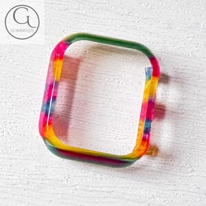 Color Carnival Pattern Apple Watch Band Resin Bracelet Strap 40mm 41mm 42mm 44mm 45mm 46mm 49mm Women Charms Series 11 10 9 8 7 6 SE 2 3 4 5 Color Carnival Case