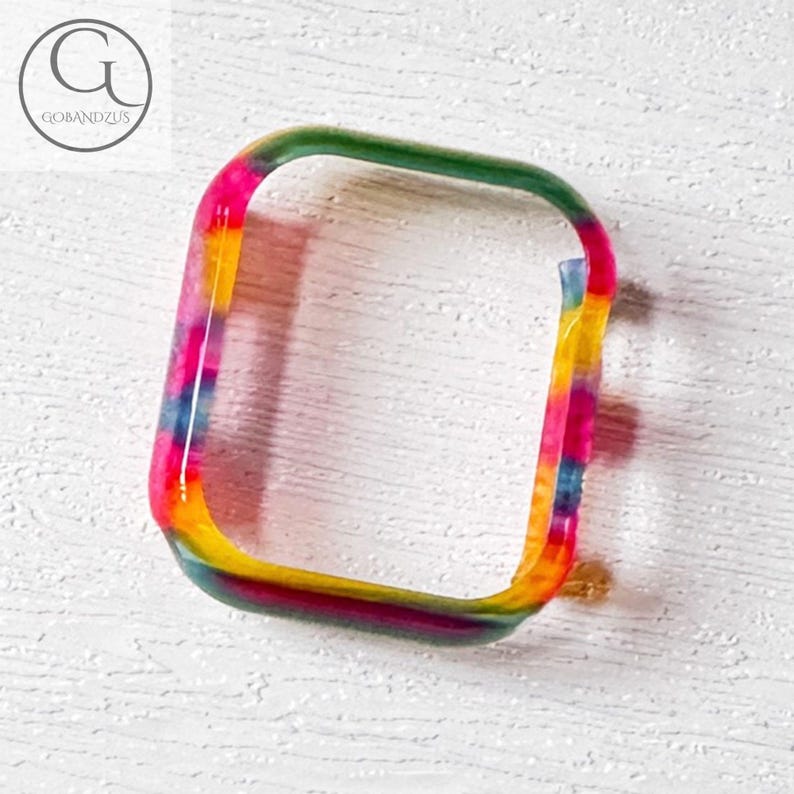 Color Carnival Pattern Apple Watch Band Resin Bracelet Strap 40mm 41mm 42mm 44mm 45mm 46mm 49mm Women Charms Series 11 10 9 8 7 6 SE 2 3 4 5 Color Carnival Case