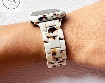 Ivory Tortoise Pattern Apple Watch Band Ultra Resin Bracelet Strap