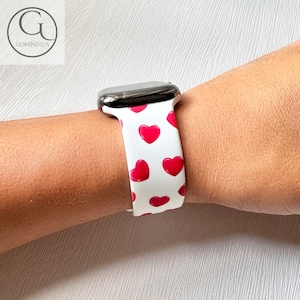 Sweet Hearts Custom Printed Silicone Apple Watch Band Women Own Design Fits 38-49mm Series 11 to SE Women Men Great Gifts iWatch Strap