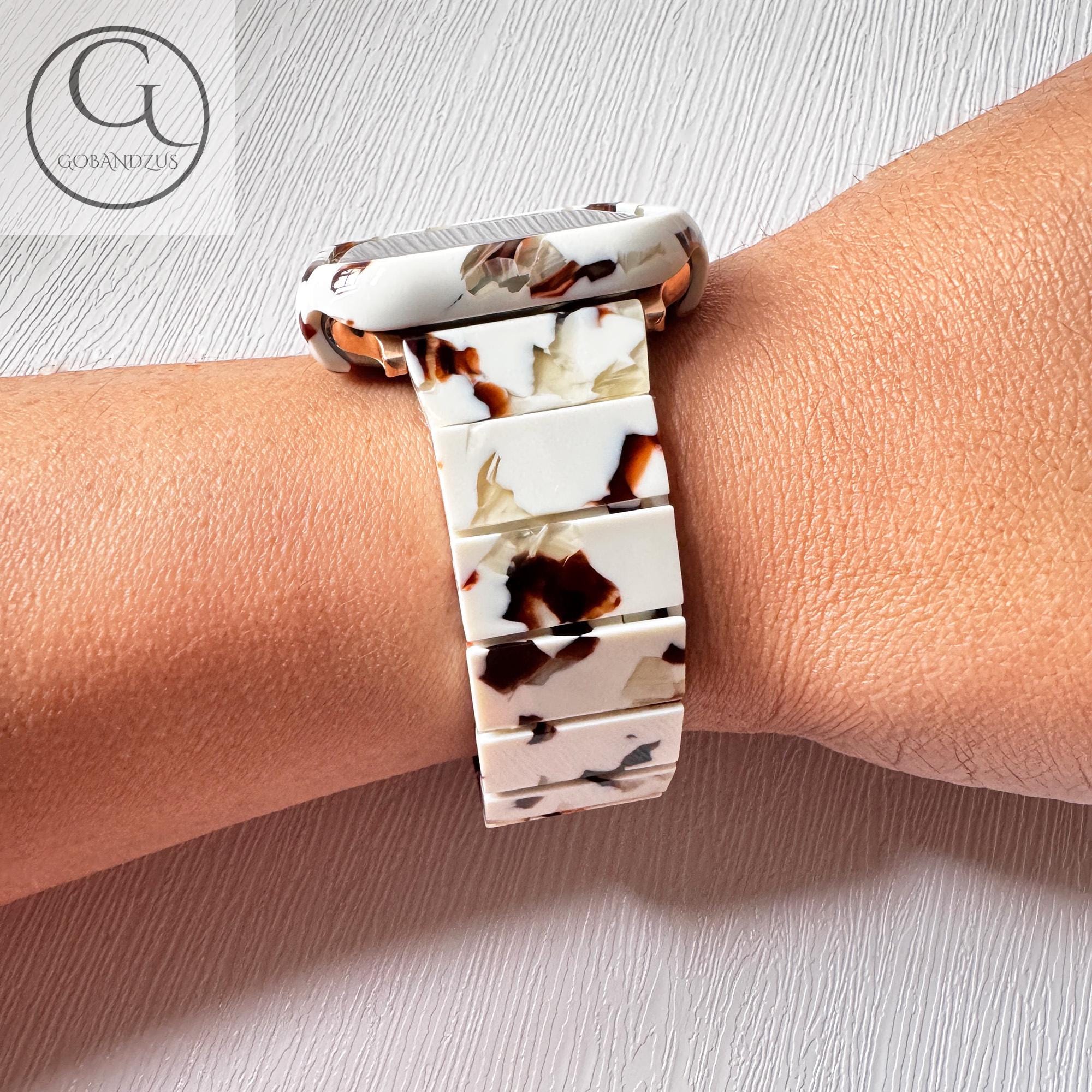 Ivory Tortoise Apple Watch Band Flat Style Resin Bracelet 