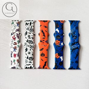Halloween Themed Silicone Apple Watch Bands Spooky & Fun Designs Own Design Fits 38-49mm Series 11 to SE Gifts for Her Mom iWatch Strap