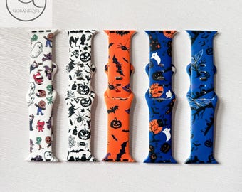 Halloween Themed Silicone Apple Watch Bands Spooky & Fun Designs Own Design Fits 38-49mm Series 11 to SE Gifts for Her Mom iWatch Strap