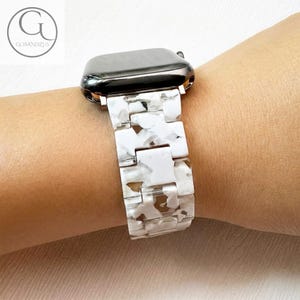 Correa de resina para Apple Watch con diseño único en blanco y verde, 40, 41, 42, 44, 45, 46 y 49 mm, para mujer, serie 11, 10, 9, 8, 7, 6, SE, 2, 3, 4, 5