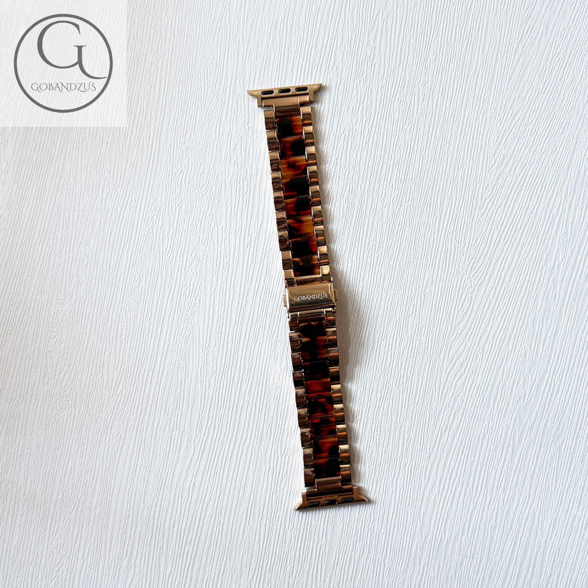 Tortoiseshell Resin Link Apple Smart Watch Band with Rose Gold Hardware Polly Resin Apple Watch Band - Tortoiseshell – Lemon Straps main image 3