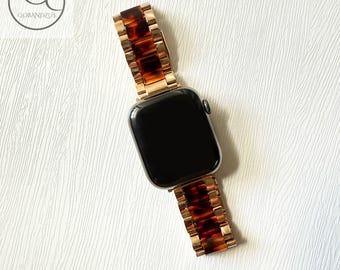 Luxury Tortoiseshell Rose Gold Apple Watch Band Elegant  display picture 3