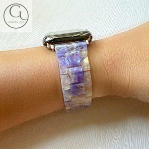 Pasek z żywicy do zegarka Apple Watch z kwarcem lawendowym i wirującym wzorem 38-49 mm, seria damskich zawieszek 11 10 9 8 7 6 5 4 3 2 1 SE
