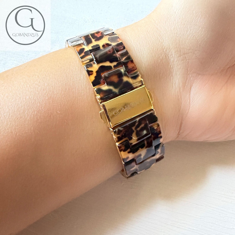 Correa de resina con estampado de leopardo para Apple Watch, 40 mm, 41 mm, 42 mm, 44 mm, 45 mm, 46 mm y 49 mm, para mujer, compatible con iWatch Series 11, 10, 9, 8, 7, 6, SE 2, 3, 4 y 5 imagen 2