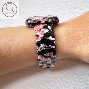 Blush Noir Luxe Apple Watch Resin Bracelet Strap 38mm 40mm 41mm 42mm 44mm 45mm 46mm 49mm Women Charms iWatch Series 10 9 8 7 6 1 2 3 4 5