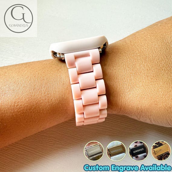 Pink Color Apple Watch Band Resin Bracelet Strap Pink White  display picture 2