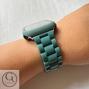 Pine Green Color Apple Watch Band Resin Bracelet Strap Pink White 40 41 42 44 45 46 49mm Women Charms iWatch Series 11 10 9 8 7 6 SE 2 3 4 5