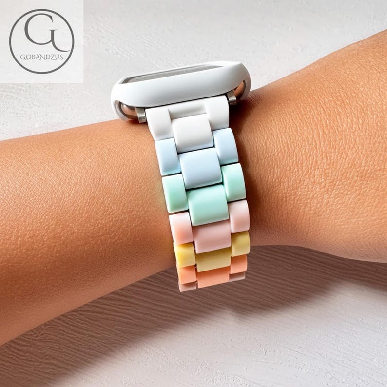 Pastelkleur Apple Watch hars armband band roze blauw wit geel 40 41 42 44 45 46 49 mm damesbedels serie 11 10 9 8 7 6 SE 1 2 3 4 5 afbeelding 1