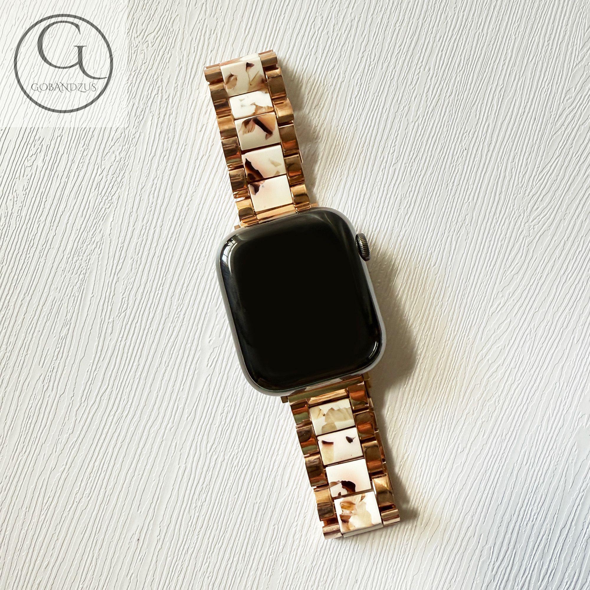 Luxury Ivory Tortoiseshell Rose Gold Apple Watch Band  display picture 1