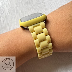 Yellow Color Apple Watch Band Resin Bracelet Strap Pink White 40 41 42 44 45 46 49mm Women Charms iWatch Series 10 9 8 7 6 SE 1 2 3 4 5