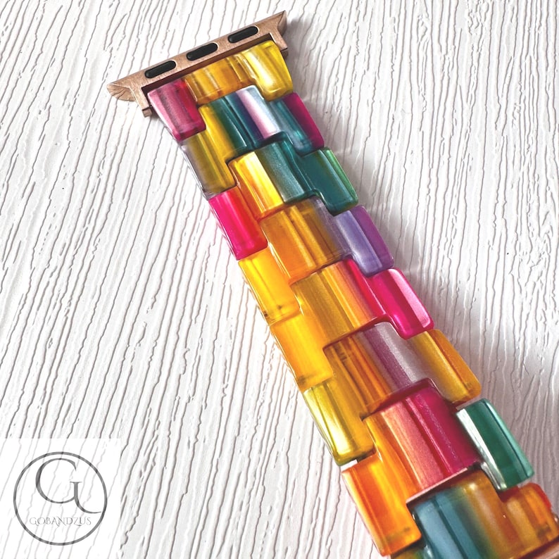Color Carnival Pattern Apple Watch Band Resin Bracelet Strap 40mm 41mm 42mm 44mm 45mm 46mm 49mm Women Charms Series 11 10 9 8 7 6 SE 2 3 4 5 image 7