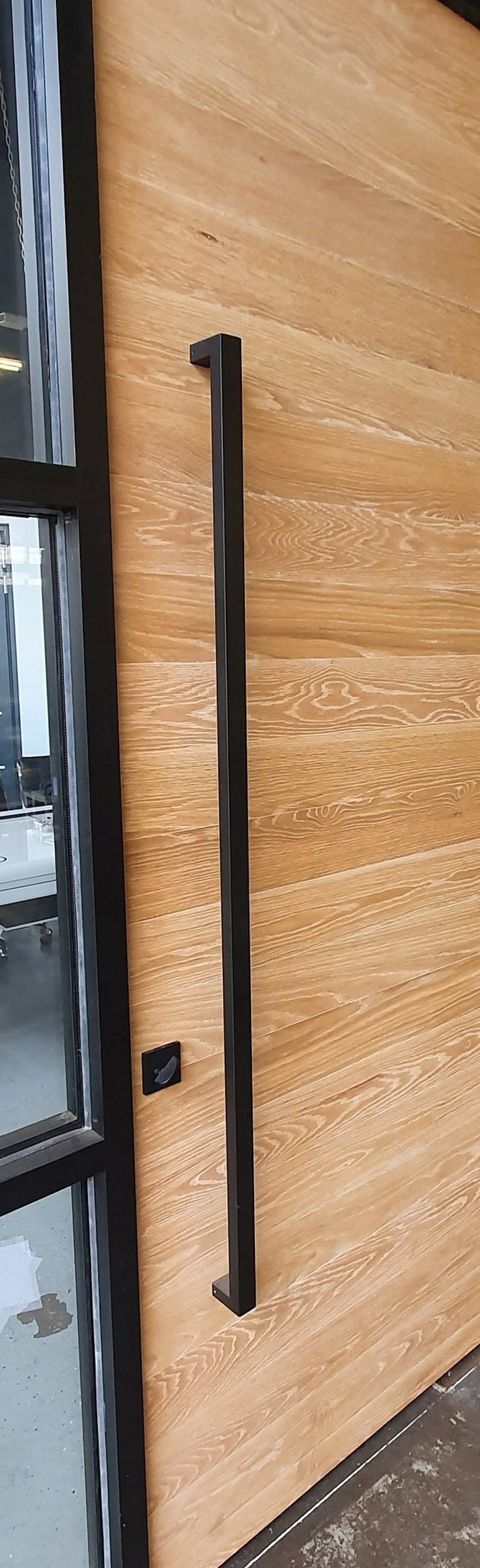 Entry Door Pull Handle Black Entrance Modern Square Long Stainless