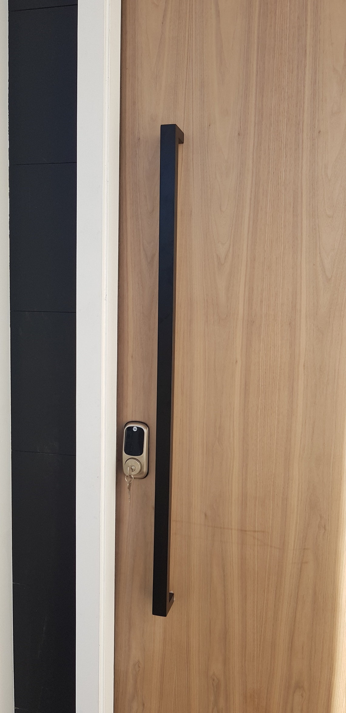 Entry Door Pull Handle Black Entrance Modern Square Long Etsy
