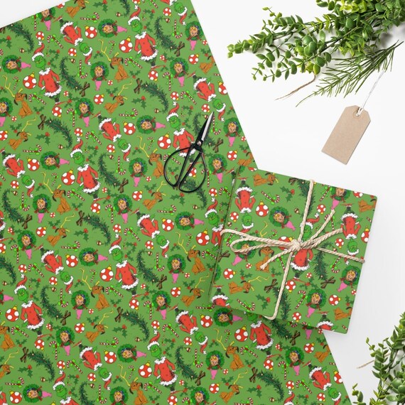 Grinch Wrapping Paper Merry Grinchmas Christmas Gift Wrap Etsy