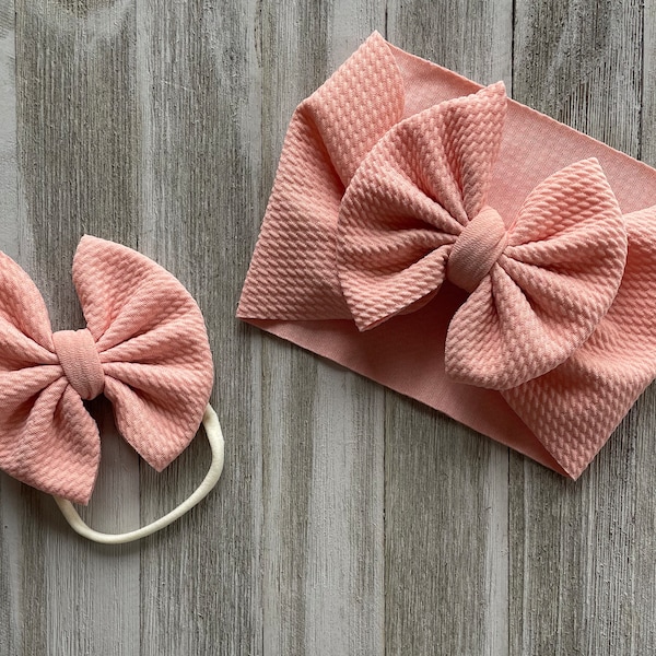 Pink Solid Color Baby Headwrap, Baby Girl Headbands, Newborn Baby Bows, Girls Hair Bow, Baby Gifts, Wedding Head-wraps, Solid Color Headband