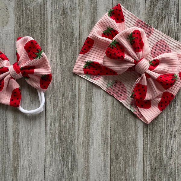 Strawberry Headwrap, Baby Girl Headbands, Newborn Baby Bows, Girls Hair Bow, Baby Gifts, Wedding Headwraps, Fun fruit accessories