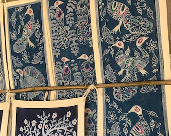 Hmong Beeswax Painted & Embroidered Wall Art – Handcrafted Cotton Textile