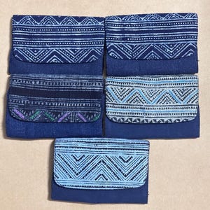 Indigo Hemp Card Holder: Handmade Hmong Textile Wallet