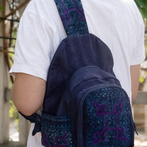 Blue Suede Backpack - Etsy display picture 2