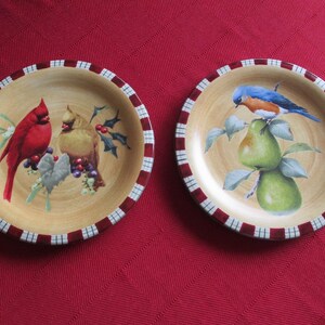 Lenox Winter Greetings Everyday Tartan Bluebird and Cardinals Salad Plates NEW CONDITION