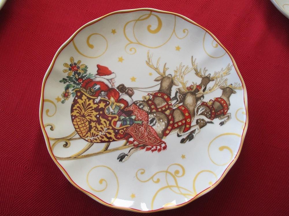 ウィリアムズソノマ トナカイの犬イラスト皿2枚セット ウィリアムズ