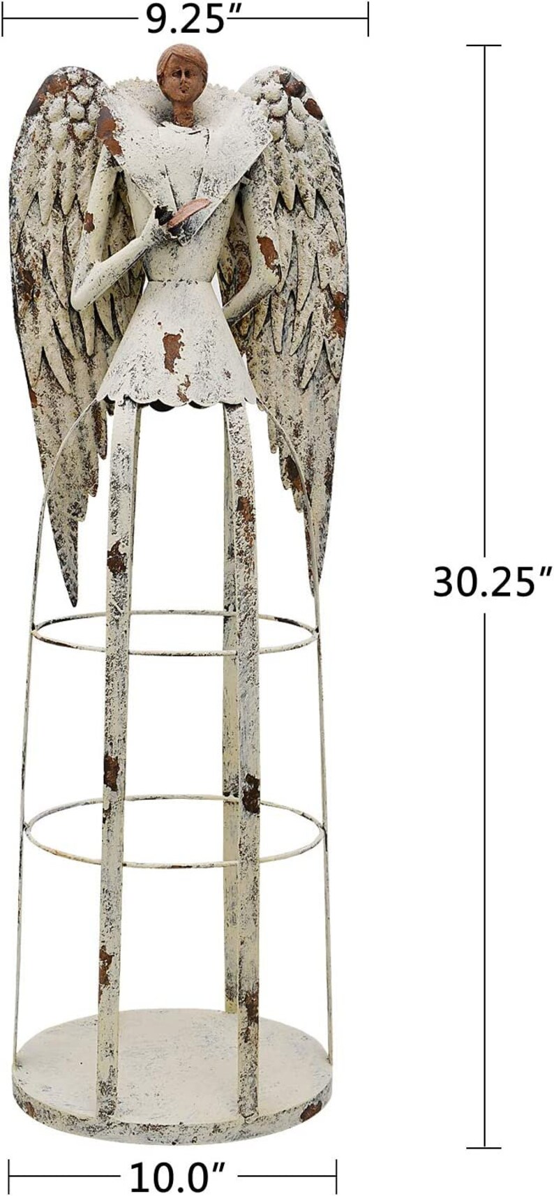 Antiqued Metal Garden Angel Statue Indoor Outdoor Angel Yard Etsy