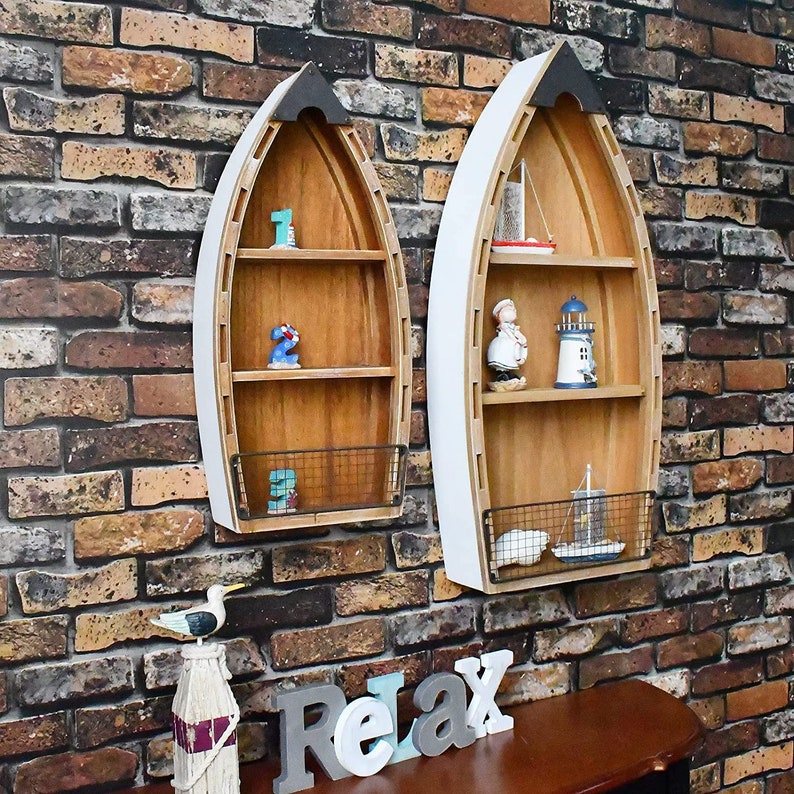 2set Wooden Boat Decor Hanging Wood Boat Decoration for Wall Etsy