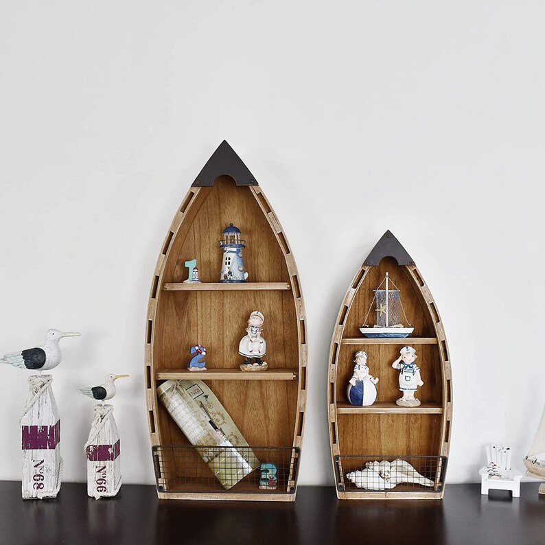 2set Wooden Boat Decor Hanging Wood Boat Decoration for Wall Etsy