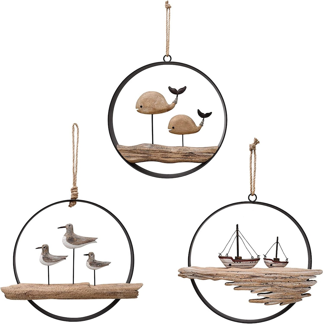 Wooden Nautical Decor Hanging Wood Nautical Decoration for Wall, Rustic