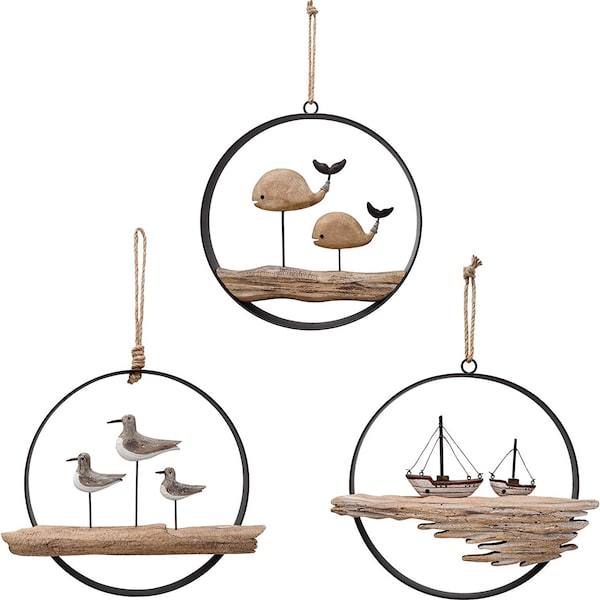 Wooden ship wheel nautical wall decor